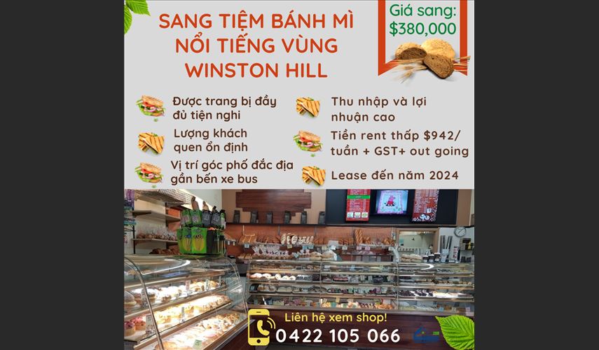 Sang lại tiệm bánh mỳ lợi nhuận cao, rent rẻ