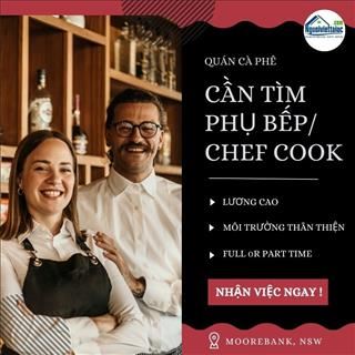 Shop cà phê vùng Moorebank cần tìm phụ bếp, chef cook