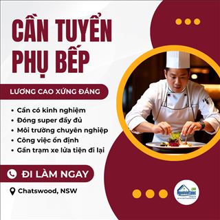 Nhà hàng tại Chatswood cần tuyển phụ bếp - lương cao 